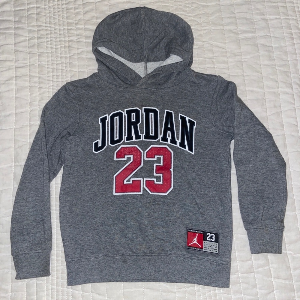 Jordan 23 Pullover Hoodie Sweater Size 6-7 years Size L Unisex Girls Boys' Gray